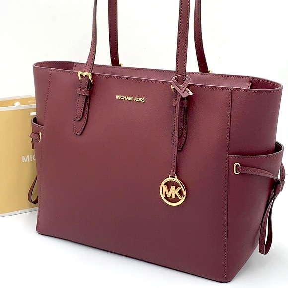 MICHAEL KORS GILLY LARGE DRAWSTRING TRAVEL TOTE OXBLOOD COLOR - Picture 2 of 16